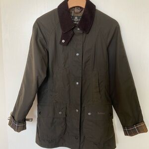 Barbour Olive Utility Jacket with Corduroy Collar